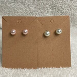 Source Unknown Blush and Ivory Pearl Stud Earrings
